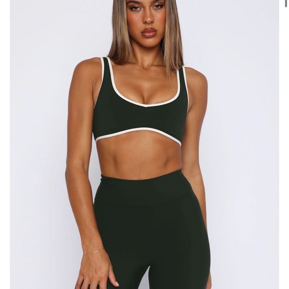 White Fox Boutique green and White Sports Bra - Picture 2 of 6